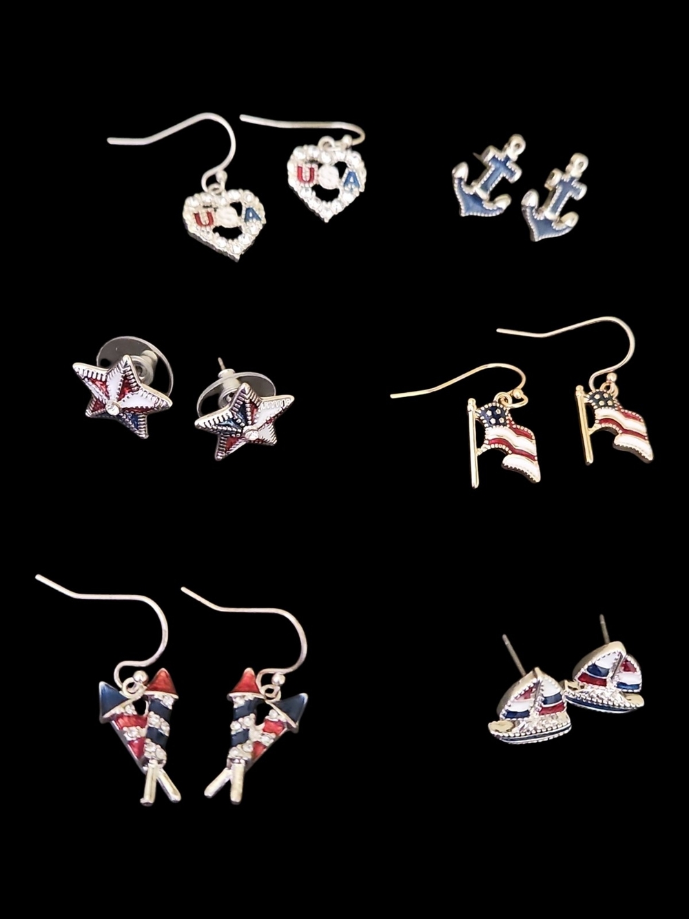 Patriotic Earring Bundle - Red, White & Blue 6-Pair
